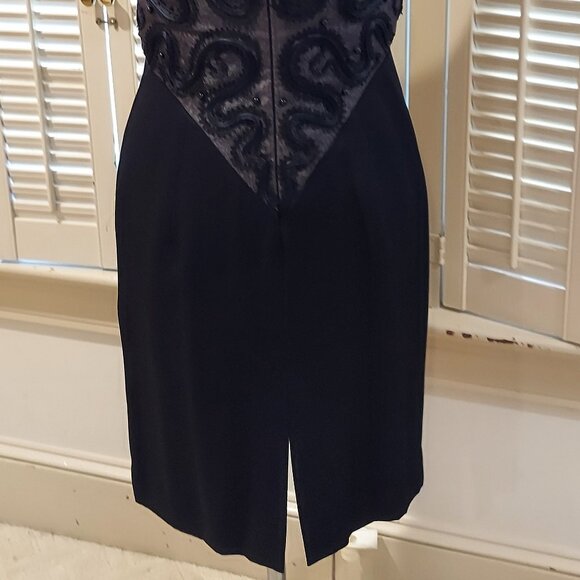 Vintage Black Halter Cocktail Dress Beautifully Embellished 4 - Picture 5 of 8